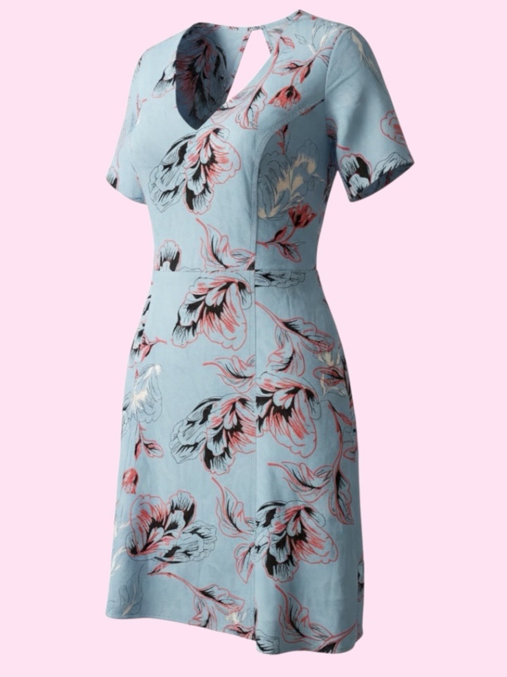 Maurices Light Blue Floral Mini Dress with Keyhole